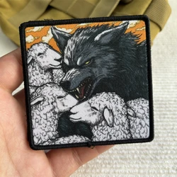 A Wolf in Sheep's Clothing Tactical Patch Wolfs Printed Hook&Loop Patches Military Morale Badge Armband Backpack Vest Stickers