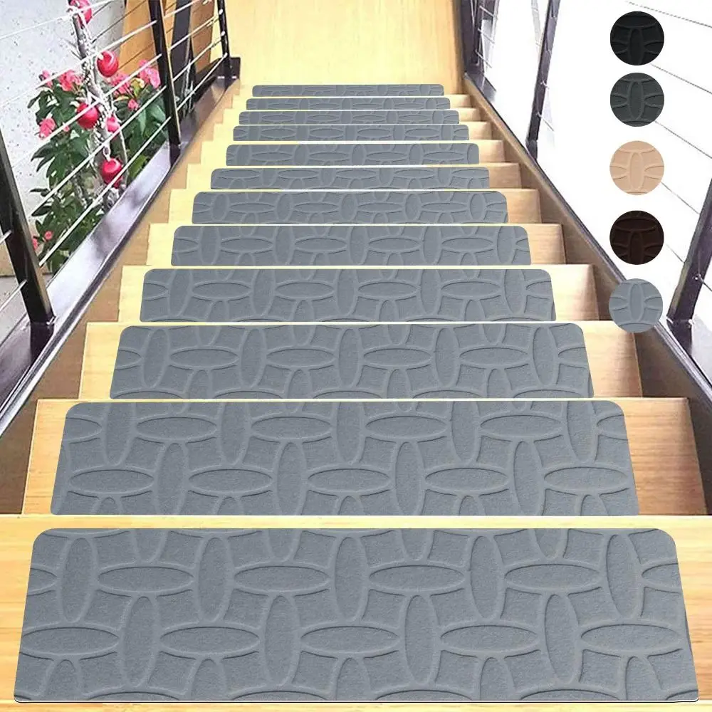 New 76X20cm Staircase Mat Non-Slip Self-adhesive Stair Tread Carpet Mat Soft Stripe Safety Protection Cover Pads Home Decor