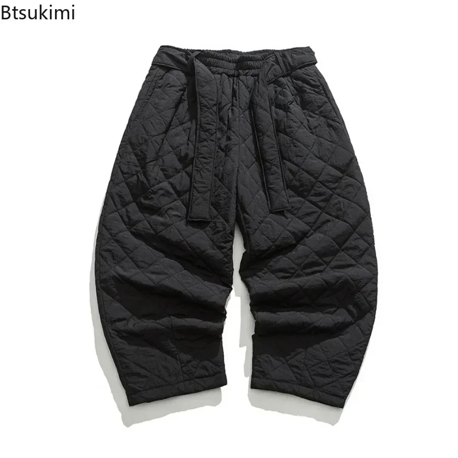 2025 Autumn Winter Thickened Cotton Padded Pants Men Casual Warm Trousers Male New Chinese Style Pants Solid Sweatpants Oversize