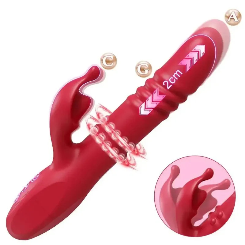 Telescopic Rabbit Vibrator Rotating Massage Vaginal Clitoris Vibration Stimulator G-spot Orgasm Masturbator Adult Couple Toys