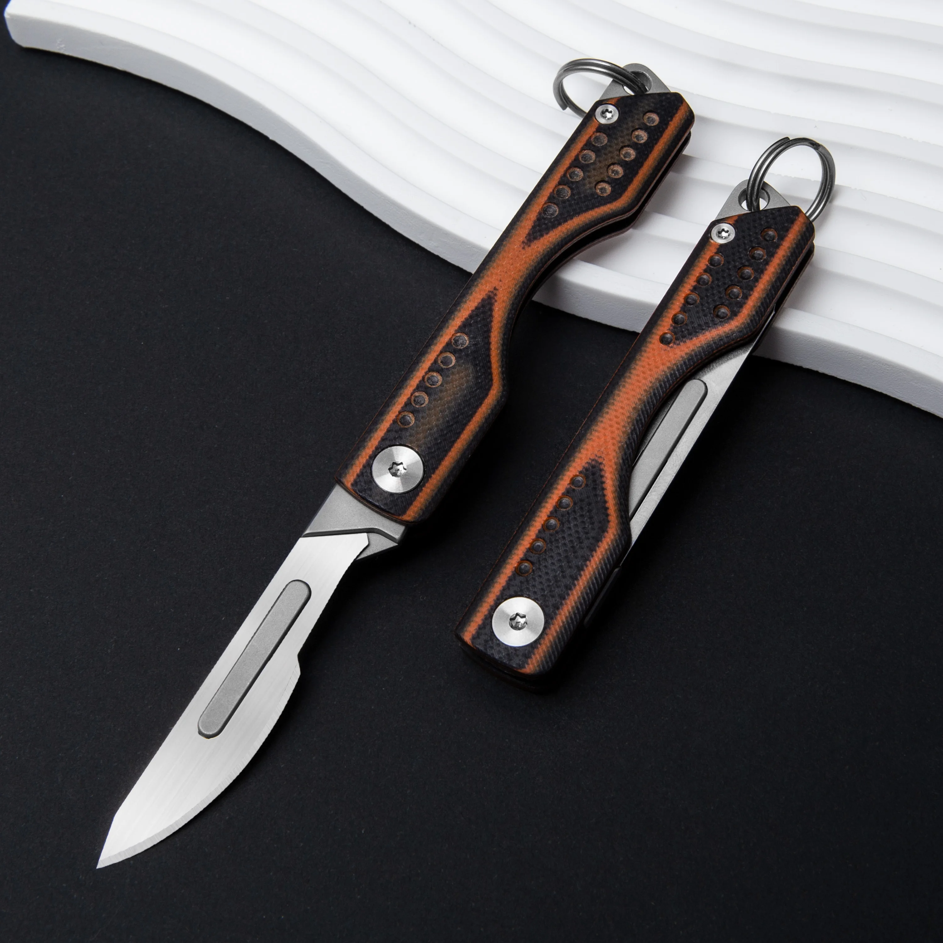 Folding Knife G10 Handle Replaceable Blade Pocket Knife Orange Outdoor Portable EDC Tool