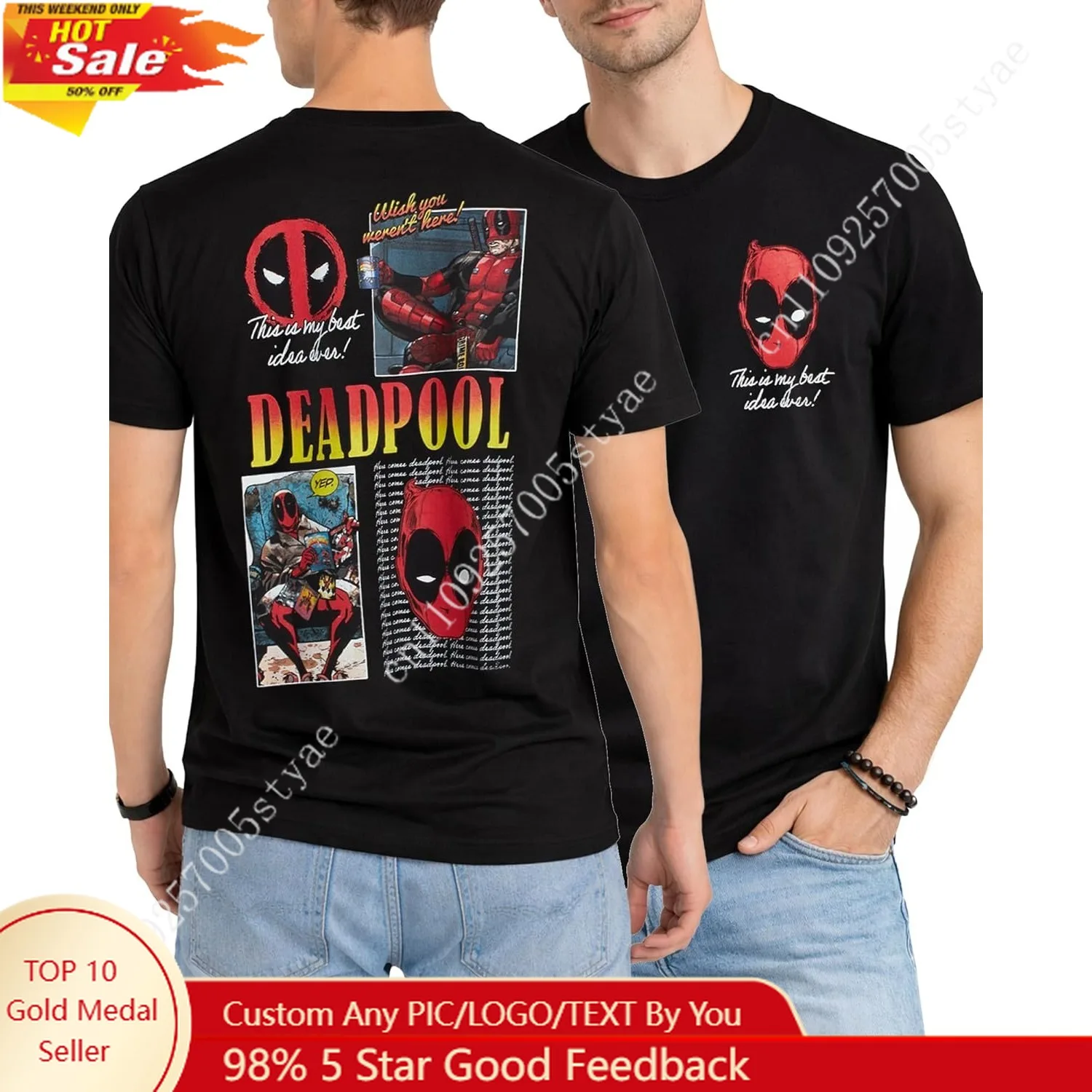 

Marvel Mens Graphic T-Shirts Avengers Deadpool Spiderman Captain America Short Sleeve Crewneck Graphic Tee Soft Shirt for Men