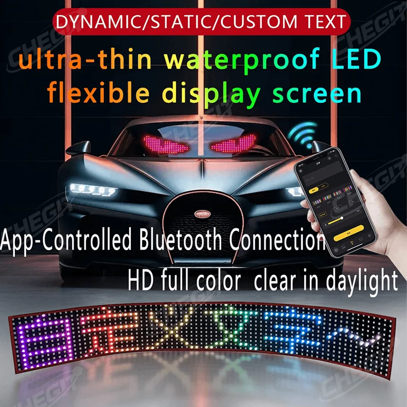 New App Control Truck Car Devil Eye LED Pixel Panel Light Soft Foldable Scrolling For Board Windshield Animation Pattern 12V 24V