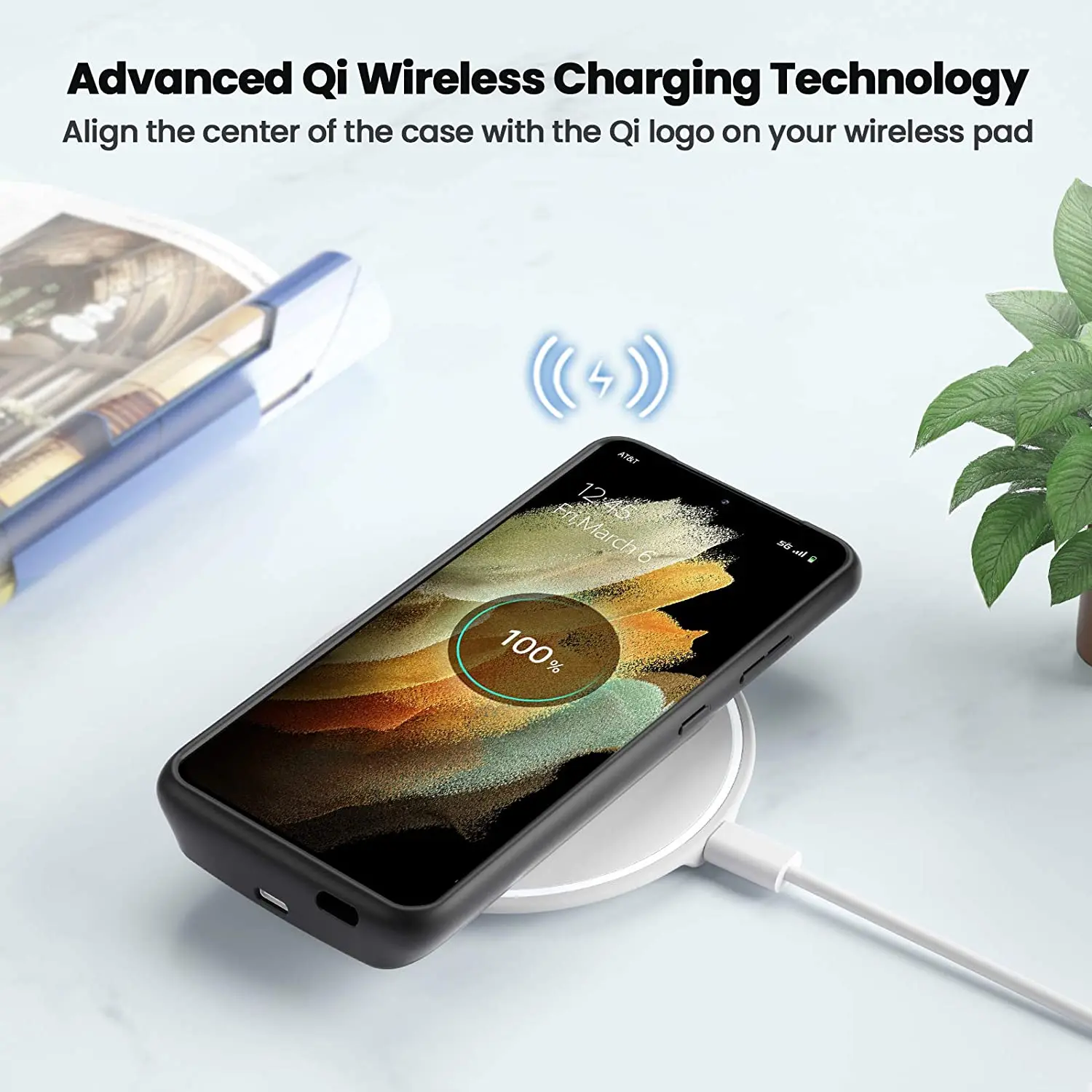 حافظة بطارية لهاتف جالاكسي S21 الترا شحن لاسلكي قوة البنك غطاء هاتف 4800 مللي أمبير في الساعة شاحن محمول بطارية