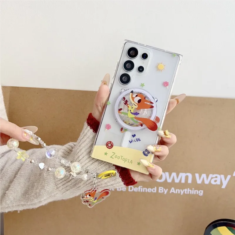 Kawaii Zootopia Judy Nick For MagSafe Phone Case for Samsung Galaxy S23 S24 S25 S26 Ultra Plus for Magnetic Cover with Lanyard