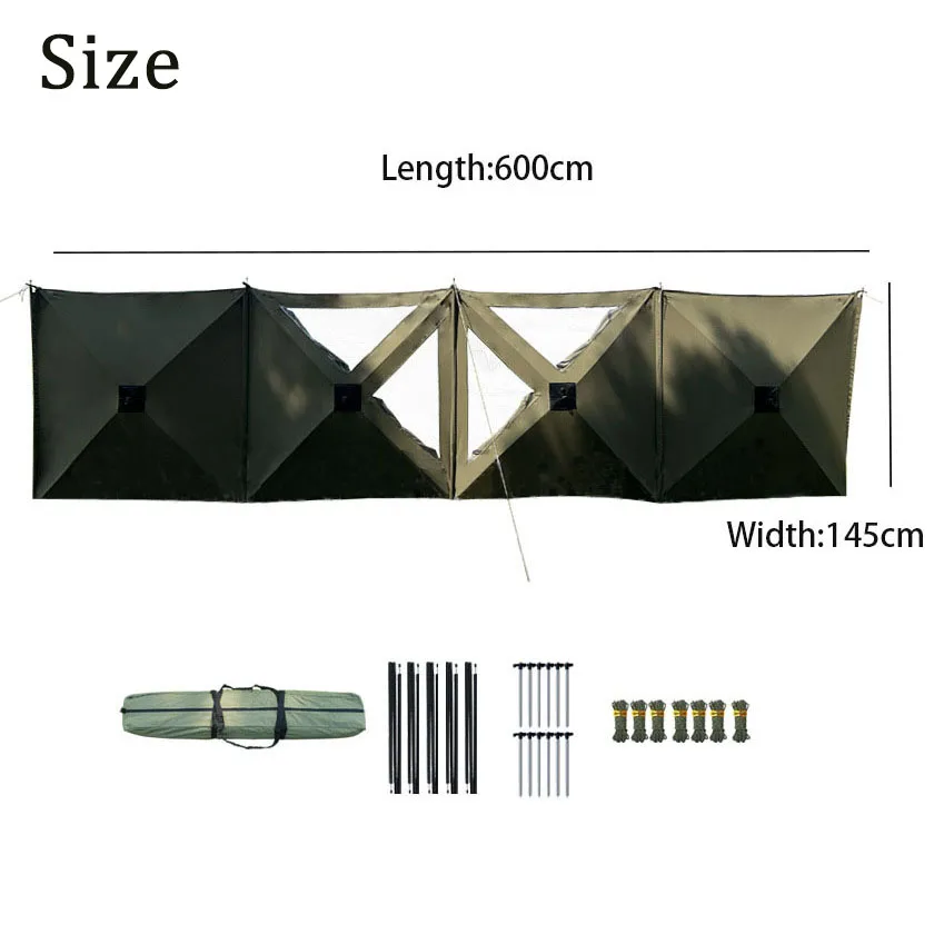 Imagem -06 - Smilodon-abrigo de Acampamento ao ar Livre Dobrável Pára-brisas à Prova de Vento Impermeável Pára-brisa Barraca para Piquenique Churrasco Praia Lona Grande Cercada