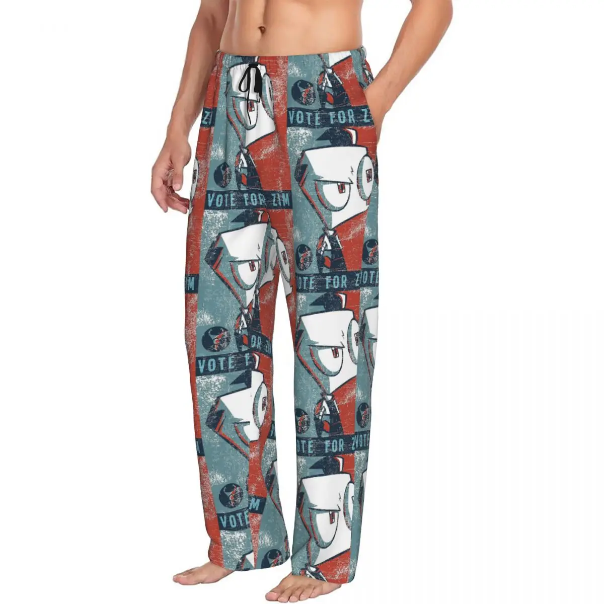 Custom I-Invaders Z-Zims Vote For Zim Pajama Pants Men Lounge Sleep Stretch Sleepwear Bottoms with Pockets