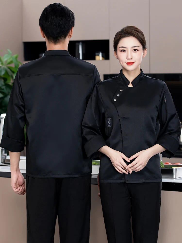 Ropa de cocina para comida, chaqueta de cocinero para restaurante, monos de camarero de panadería, uniforme de Chef de Catering, abrigo de Chef de manga larga para talla grande