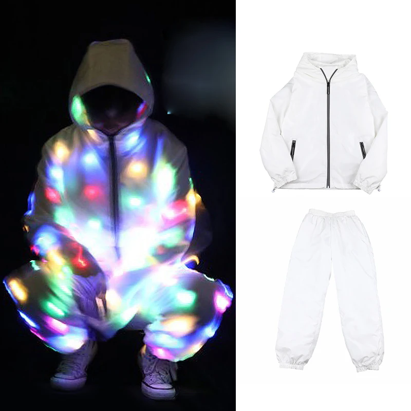 Hohe Qualität Leuchtende LED Kleidung Erwachsene Kinder Party Glow Liefert Neue Jahr Decor Jacke Hosen Leistung Tanzen Kleidung