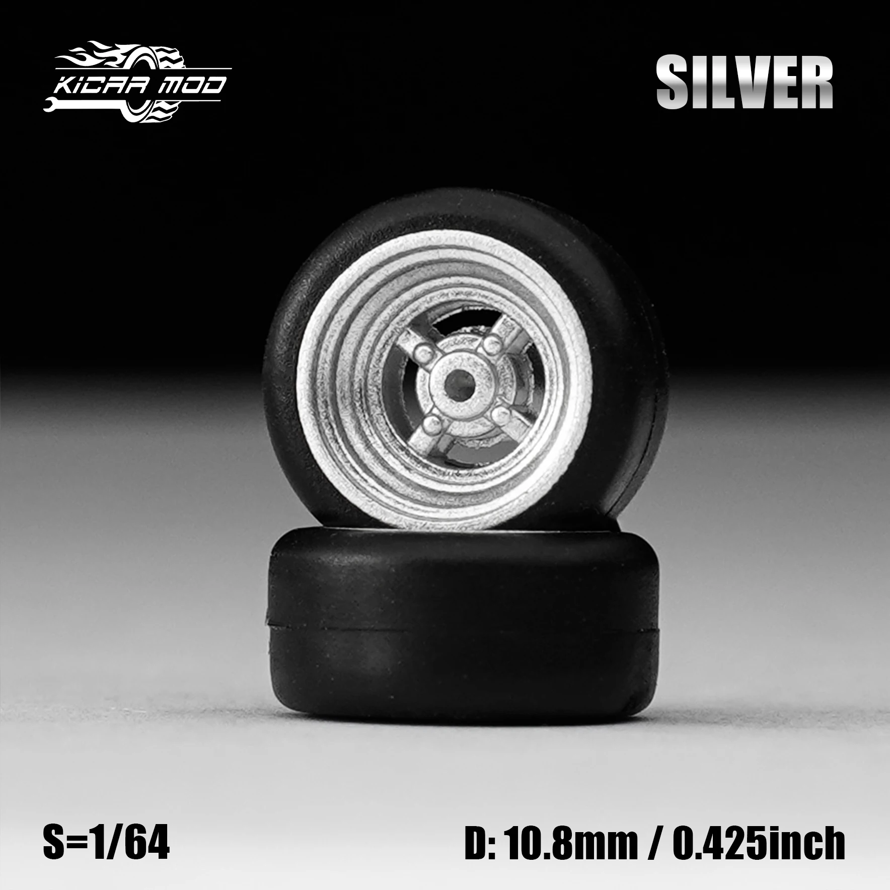1/64 Modellauto Silber & Graue Räder mit festen Gummireifen, inklusive Nieten für Diecast-Modellautos – Detail 15