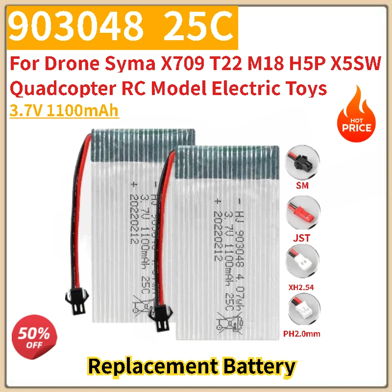 

High Quality 903048 Battery 3.7V 1100mAh 25C for Drone Syma M18 H5P X709 T22 X5SW Quadcopter RC Model Electric Toys Batteries