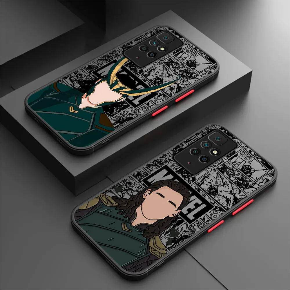 Case for Xiaomi Redmi Note 9 12 11 Pro 11S 12S 13 5G 10S 10 Pro 11 13 Pro 12 Pro Matte Back Marvel loki Cover