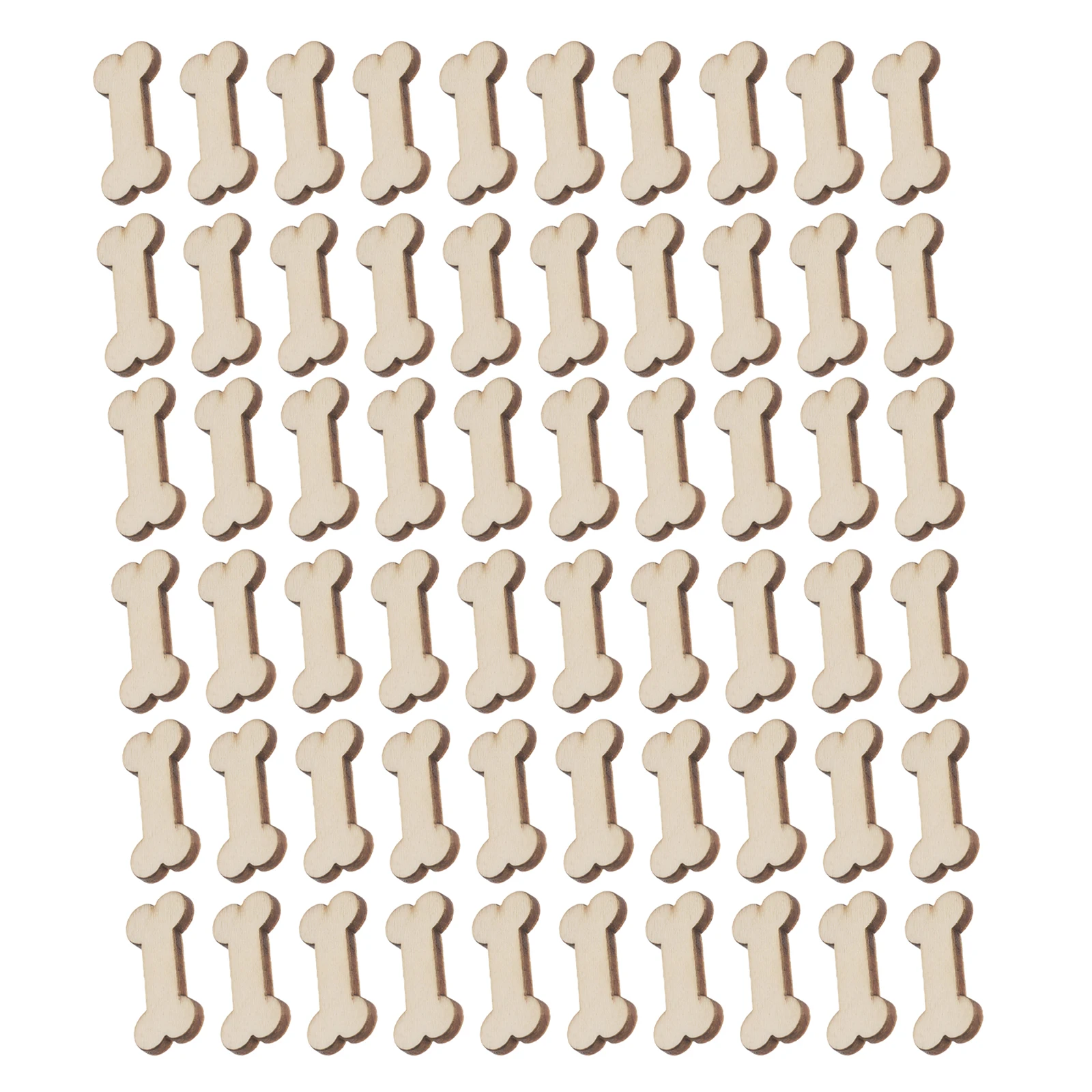 

100Pcs Unfinished Wood Dog Bone Cutouts for DIY Crafts Beige Plain Wooden Ornaments Tags Earrings Wedding Decor Pet Projects
