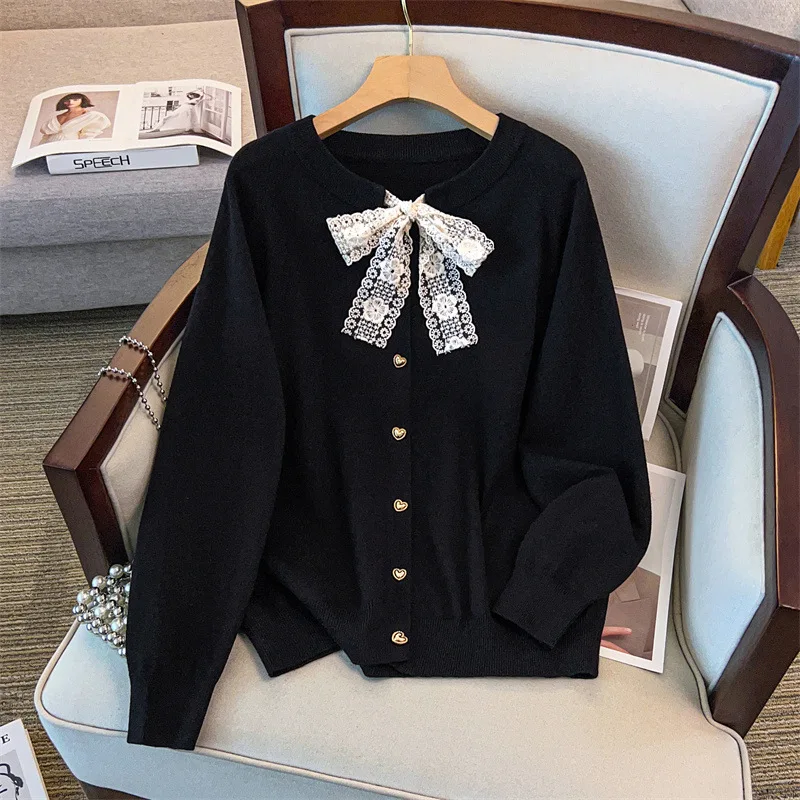 Damski sweter rozpinany z okrągłym dekoltem, luźny, na jesień i zimę, z koronkowym wiązaniem, dzianinowa kurtka, rozmiary plus size 170 kg+, biust 160 cm, rozmiary 4XL 5XL 6XL 7XL 8XL 9XL 10XL