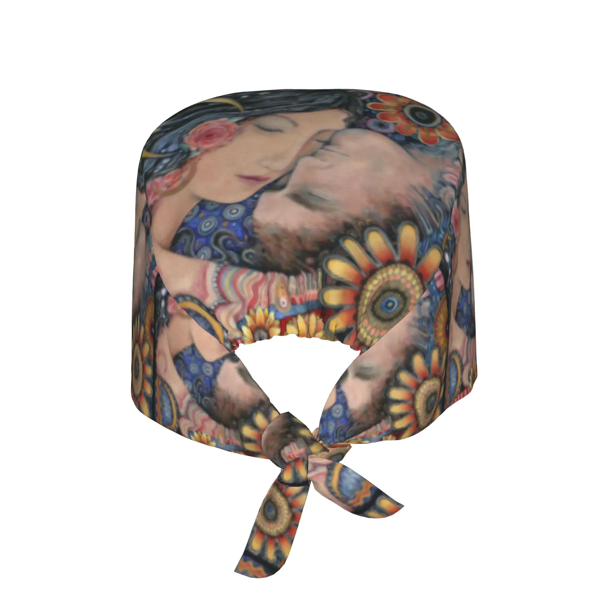 Custom Gustav Klimt Scrubs Cap Surgical Hats Women Men Sun and Moon Romantic Art Operating Room Cap Nursing Cap Lab Works Hat
