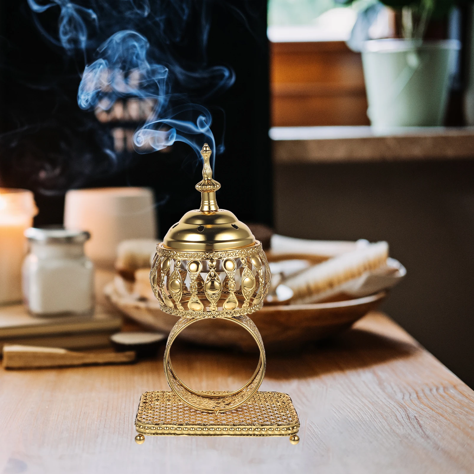 

Incense Burner Charcoal Censer Incense Cone Holder Metal Aromatherapy Furnace Decorative Office Home Use Lightweight Portable
