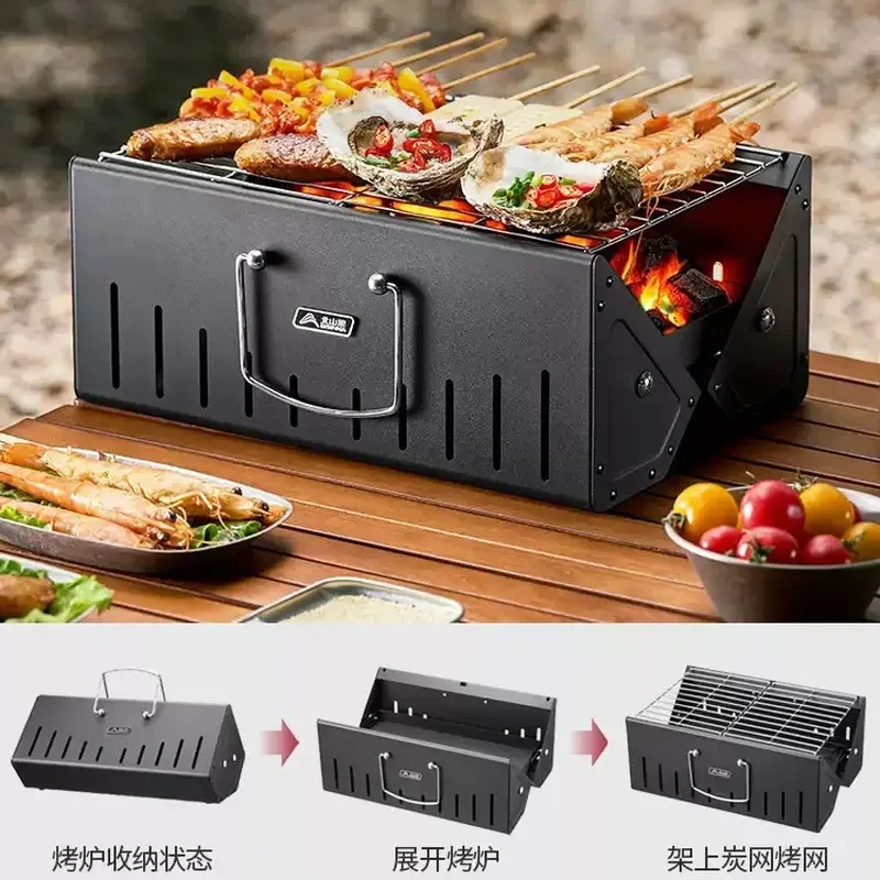 Portable Folding Wood Charcoal BBQ Grill Smokeless Desktop Stove for Outdoor Camping Home Tea Making - view 4