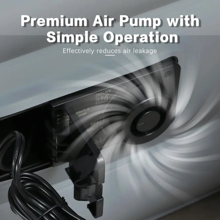 Matelas pneumatique avec pompe intégrée, gonflage rapide de 2 minutes, 18 hauteurs surélevées, supporte jusqu'à 650 lb, pour le camping, usage domestique, invités, P