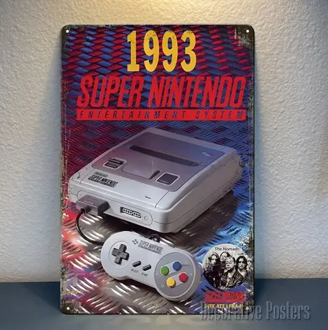 Super 1993 Ad Retro Video Game Metal Poster - 20x30cm () Sign-aluminum sign