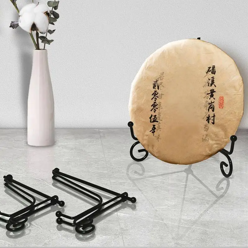 4 개의 금속 장식 플레이트 스탠드 디스플레이 세트 용 플레이트 이젤 5 인치 탁상용 그림 홀더 사진 용 삼각대 이젤 홈