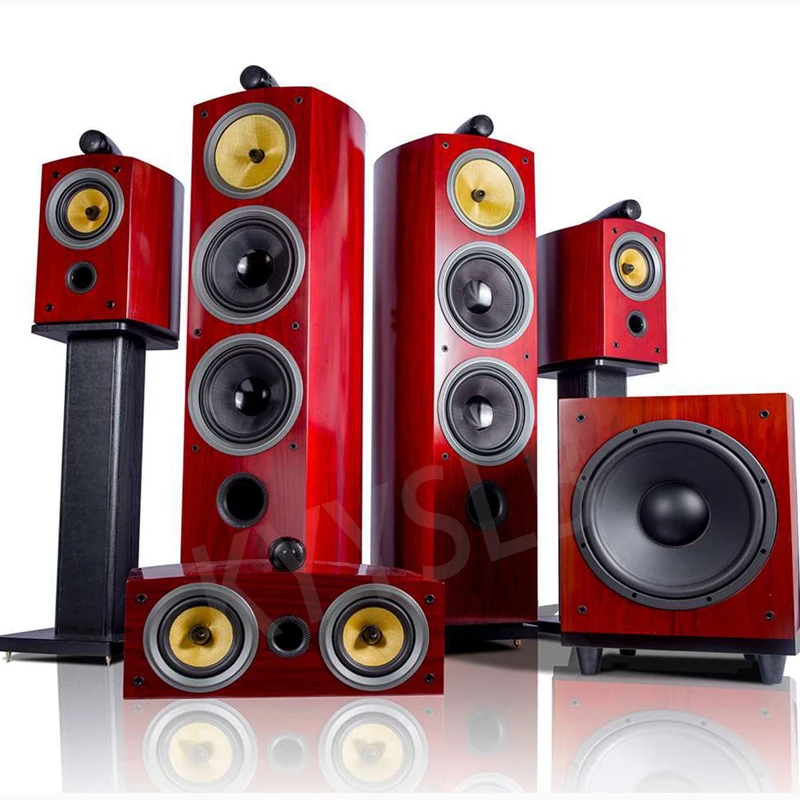 Double 8-inch HiFi Three-way Floor Wooden Home Theater Speaker High-end Passive Audio Speakers