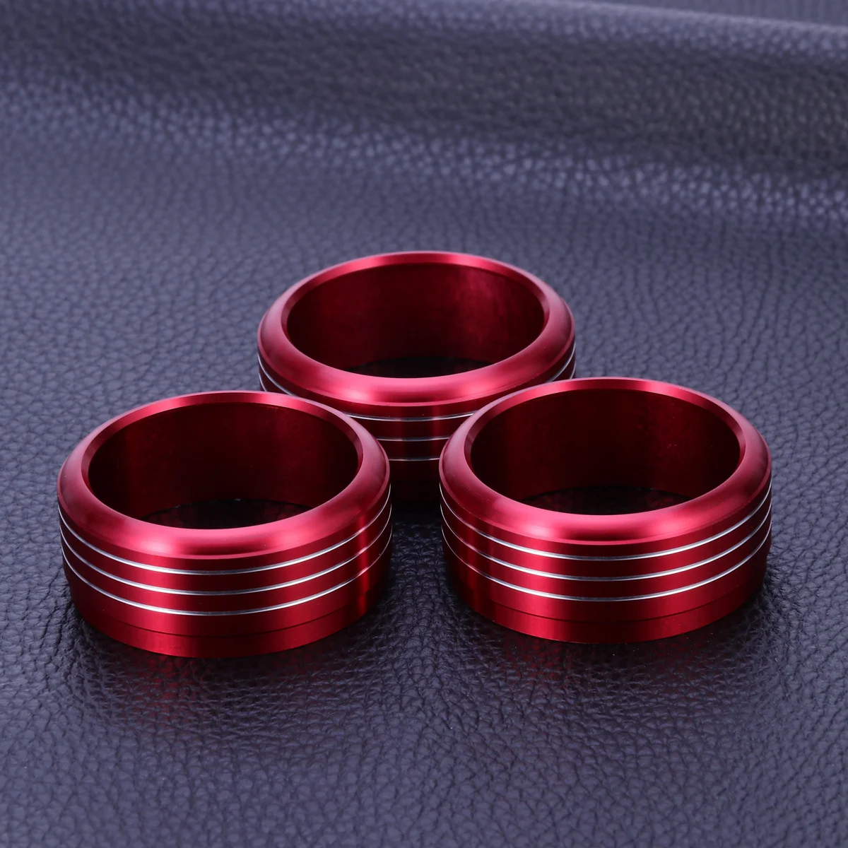 

3Pcs Red Anodized Aluminum Ac Knob Ring Covers Durable Stylish Grip for 2013-2015 Sti Impreza Crosstrek