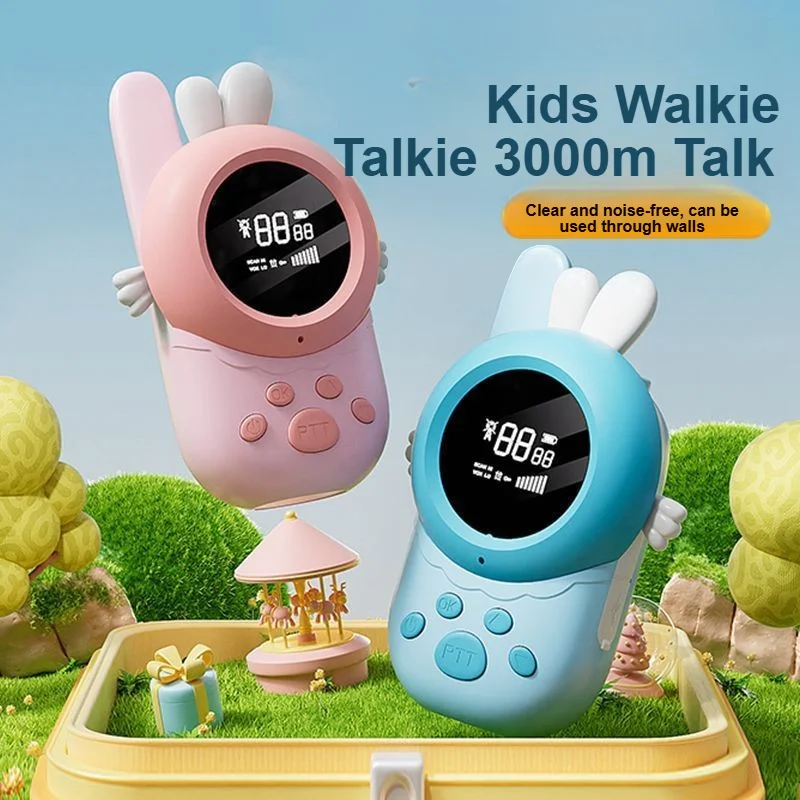 

2PCS Kids Walkie Talkie Set UHF Radio Interphone with 3KM Range Outdoor Parent-Child Toy Educational Gift for Boys Girls
