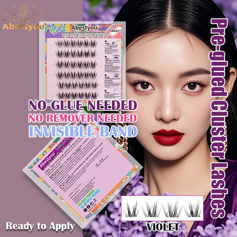 

Abestyou Pre-glued 3D Natual Long Thin Clear Band Self Adhesive Short 6-14mm Lash Individual DIY Cluster Mink Eyelashes Trays