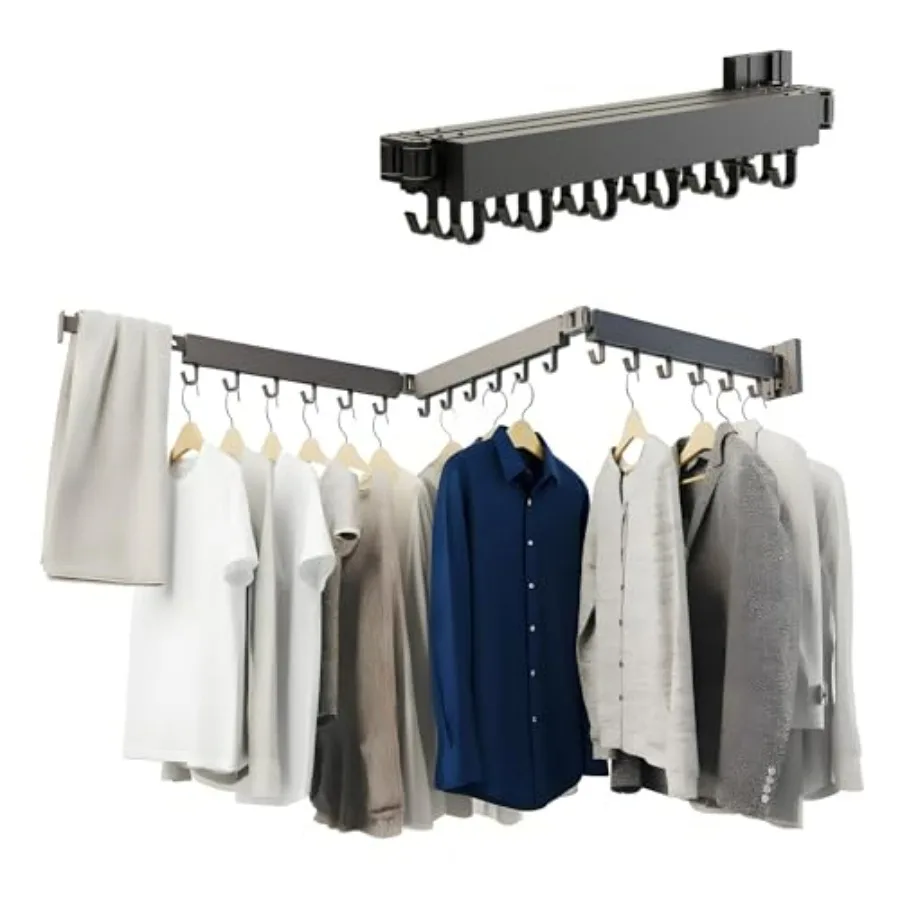 SVELTHOME Tendedero plegable montado en la pared para lavandería y baño Diseño triple retráctil para ahorrar espacio Comp