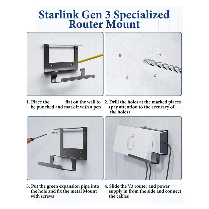 A44U para soporte de enrutador Starlink Gen 3, enrutador de malla Gen3 y fuente de alimentación, Kit de montaje en pared de Metal 2 en 1, para Kit de montaje Starlink