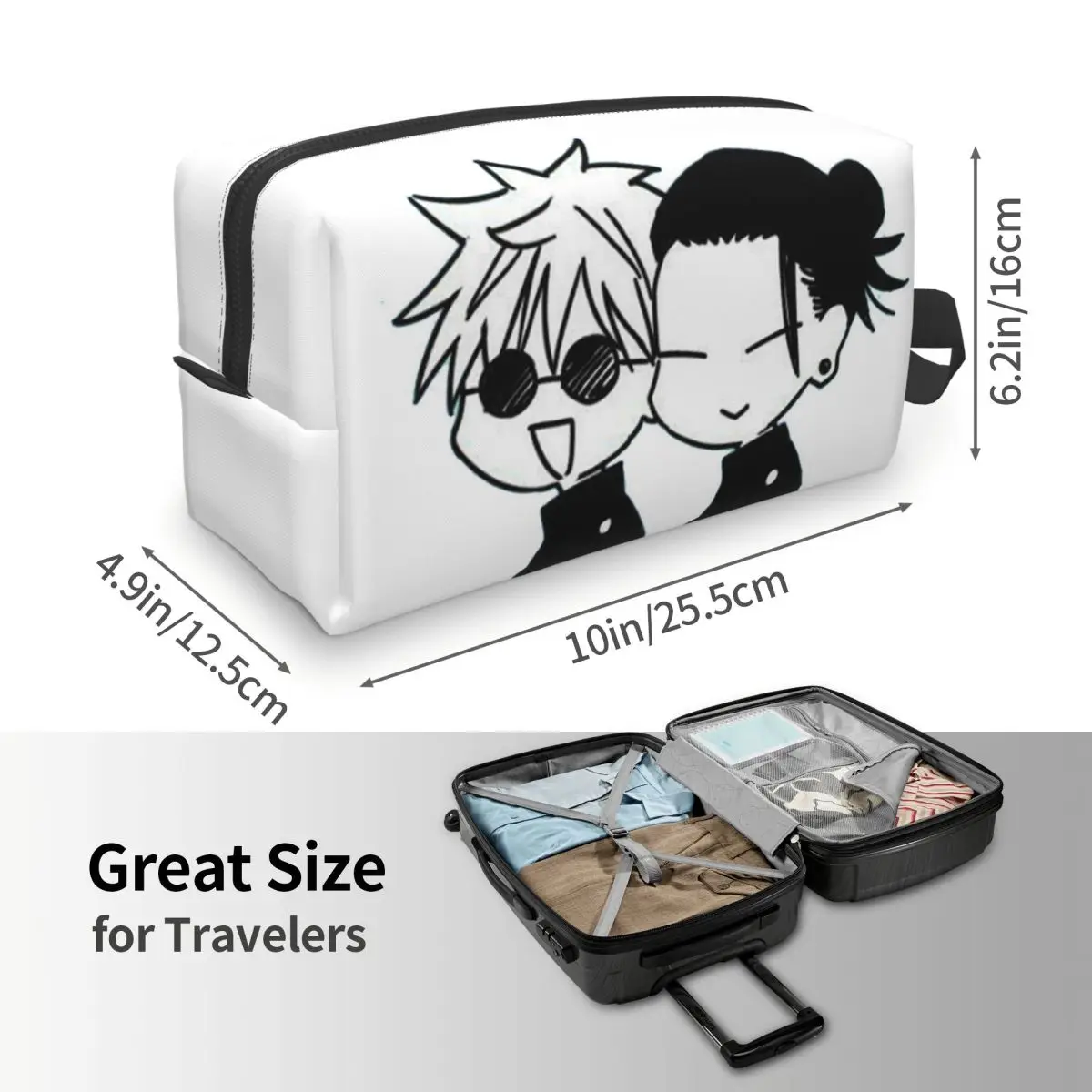 Gojo Satoru And Geto Suguru Makeup Bag Cosmetic Organizer Storage Dopp Kit Toiletry Cosmetic Bag for Women Beauty Travel