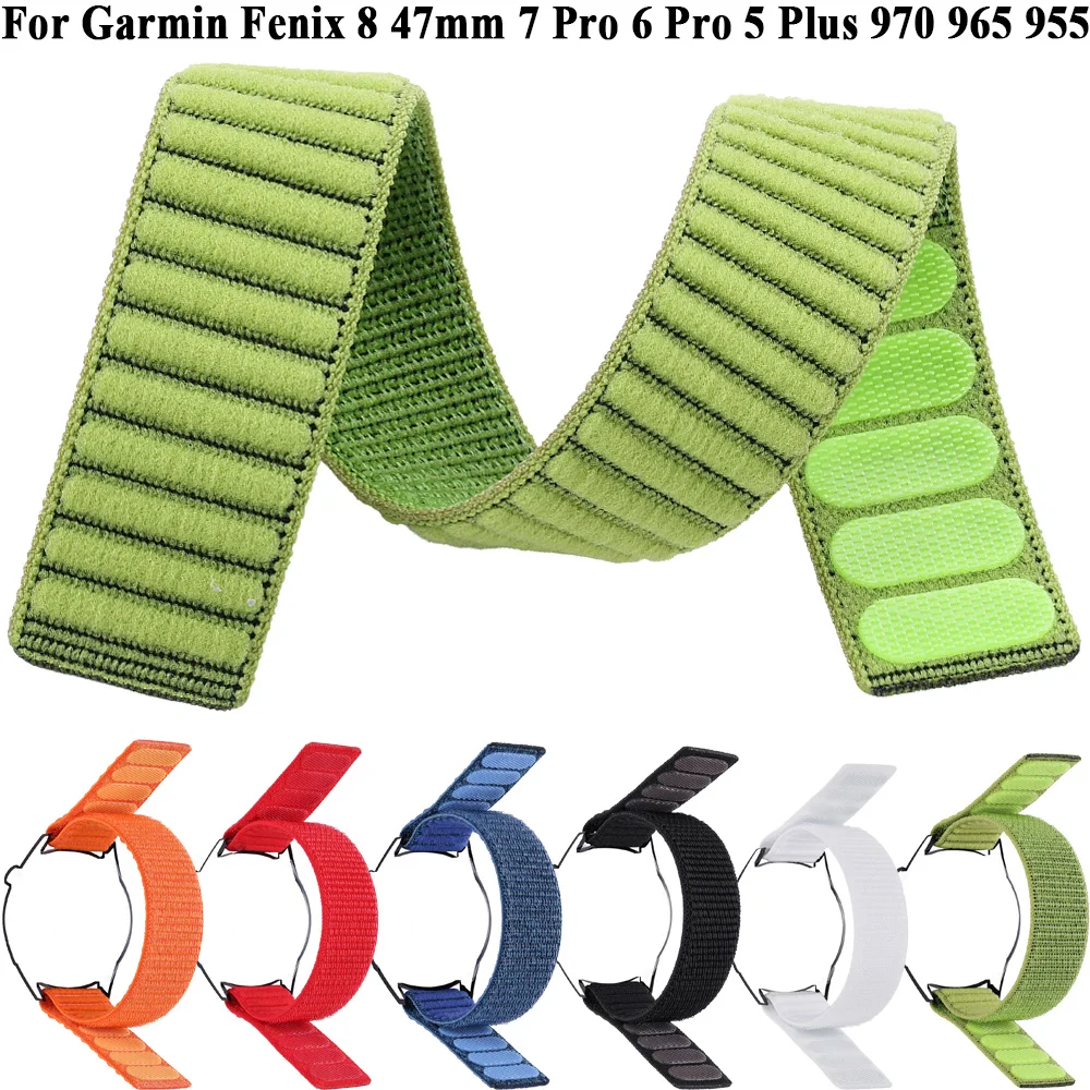 22 مللي متر هوك حلقة النايلون حزام حزام الساعات ل Garmin Fenix 8 7 6 Pro Epix 2 Forerunner 970 965 955 945 935 570 265 255 سوار ساعة