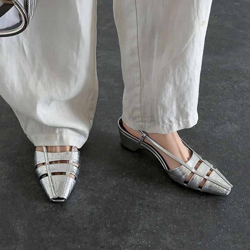 

Новые женские туфли-лодочки из натуральной кожи на квадратном каблуке, летние, для вечеринок и свадеб, красные, серебряные, золотые, 2026 года