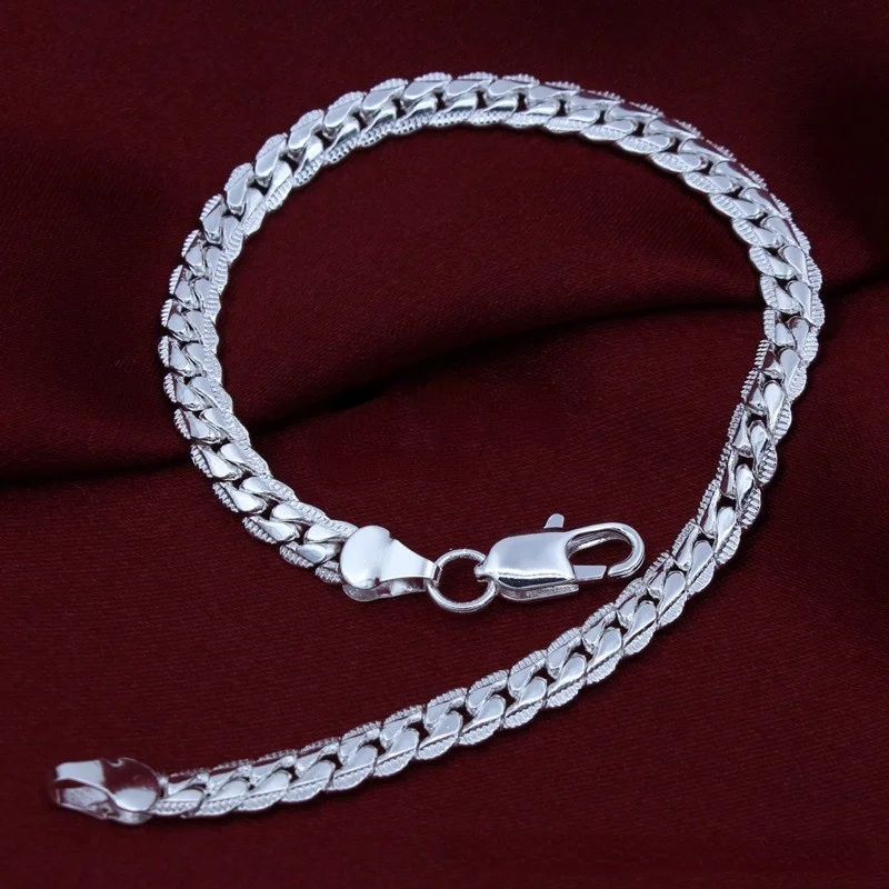 Trendy products 925 sterling Silver luxury 5mm Cuban Chain Bracelet for women men 20cm 8inch wedding party Holiday gifts Jewelry
