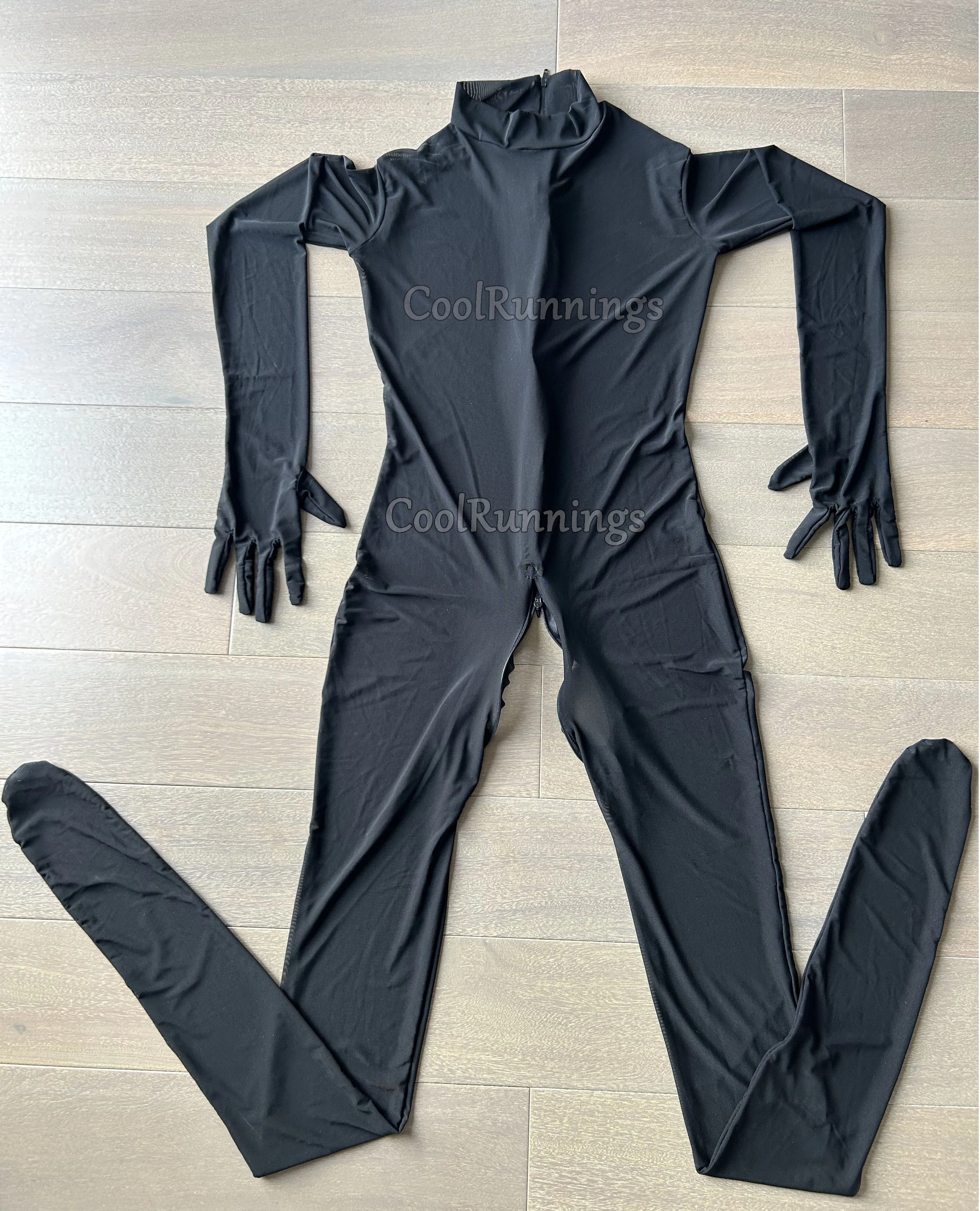 Headless Transparent See Through Black/White/Flesh Silk Spandex Zentai Costume Jumpsuit Bodysuit With Female/Male Crotch Zipper