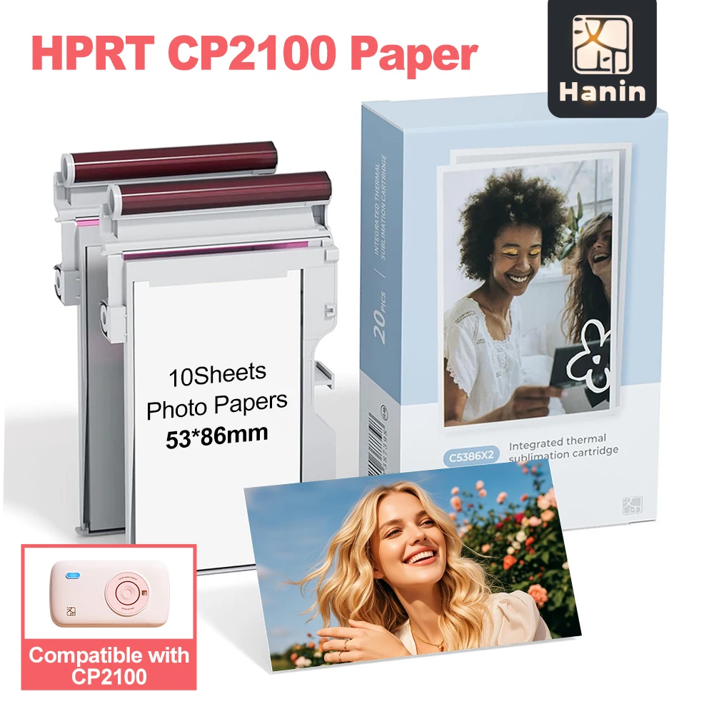 

HPRT 2"x3" One-piece Photo Paper and Color Ribbon Cartridge Refill (20 Sheets) Compatible with HPRT CP2100 Mini Photo Printer