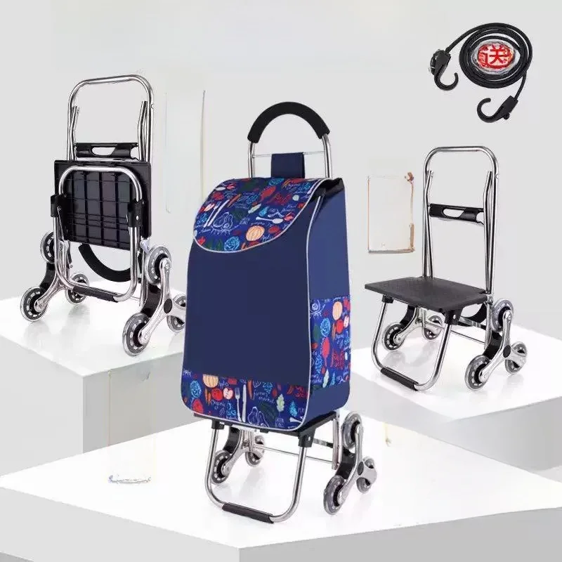 portable-outdoor-stainless-steel-shopping-cart-with-hand-pull-rod-lightweight-foldable-trolley-easy-to-carry-shopping-cart