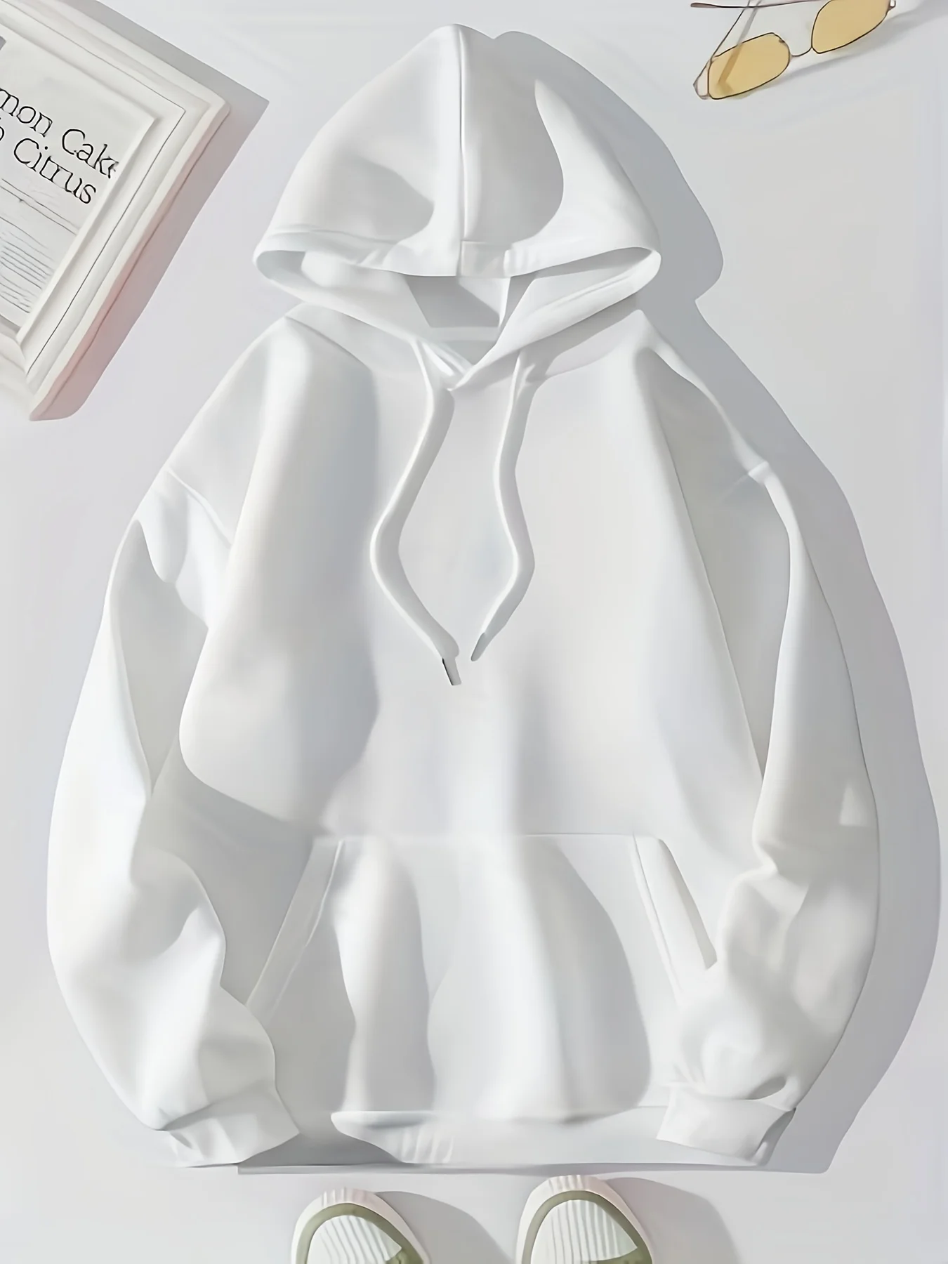 เสื้อฮู้ดพิมพ์ลายผีเสื้อ กระเป๋าจิงโจ้ แขนยาว แบบมีเชือกผูก เสื้อสเวตเชิ้ต เสื้อผ้าผู้หญิง สวมใส่สบายและมีสไตล์