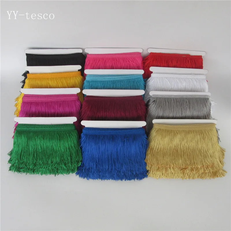 

YY-tesco 50Yards 10cm Wide Lace Fringe Trim Tassel Fringe Trimming For DIY Latin Dress Stage Clothes Accessories Lace Ribbon