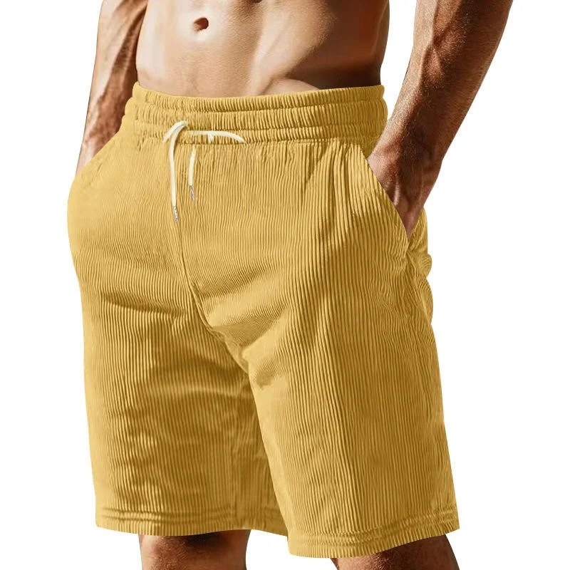 

New Summer American Retro Corduroy Sports Five-Point Men's Casual Beach Shorts Simple Style Comfortable Breathable Material