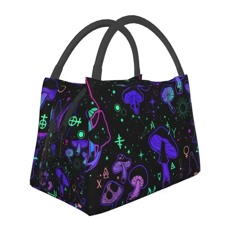 

Custom Psychedelic Magic Mushrooms Boho Lunch Bag Men Women Cooler Warm Insulated Lunch Boxes Picnic Camping Work Travel