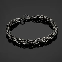 European American retro Bracelet black dot pattern hip hop rough twist chain Stainless steel men bracelet Hand Jewelry Wholesale
