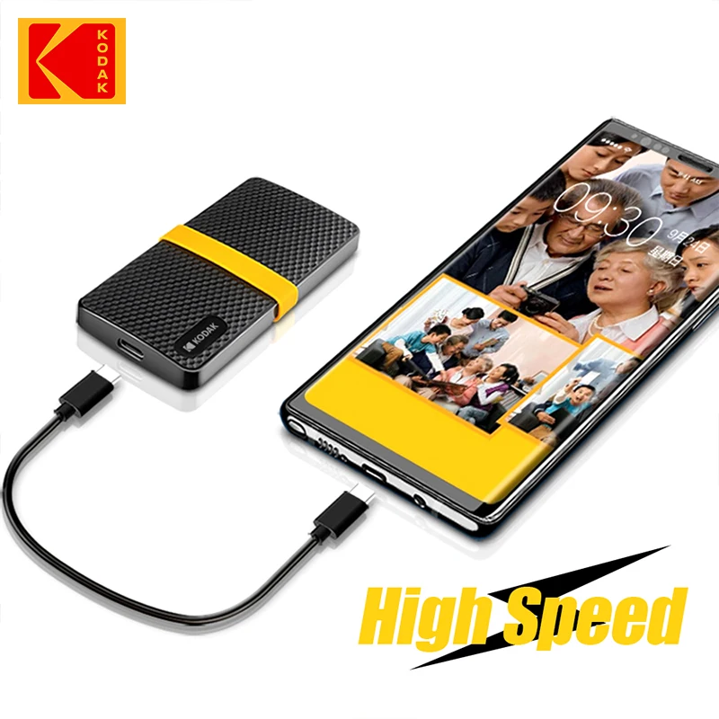 Портативный SSD-накопитель KODAK X200, 1 ТБ, Type-C, USB3.1, внешний жесткий диск, 512 ГБ, 256 ГБ для ноутбуков, смартфонов, ПК