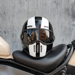 Casque de moto intégral pour homme, fibre de verre, rétro, vintage, TT & CO, 73, fibre de verre infectieuse, scooter de motocross