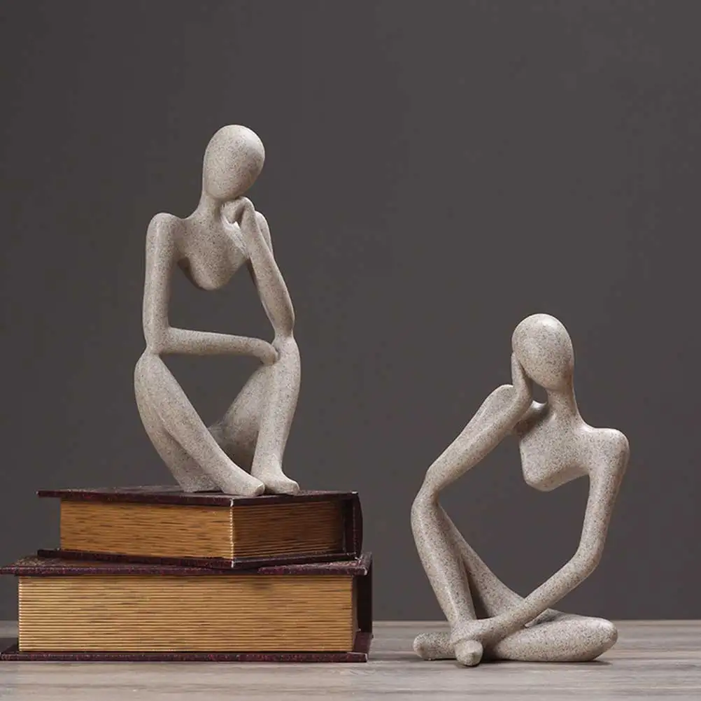 

Creative Resin Abstract Figure Ornament Home Office Desk Decor Living Room Bedroom Styling Accessory Grey 51408