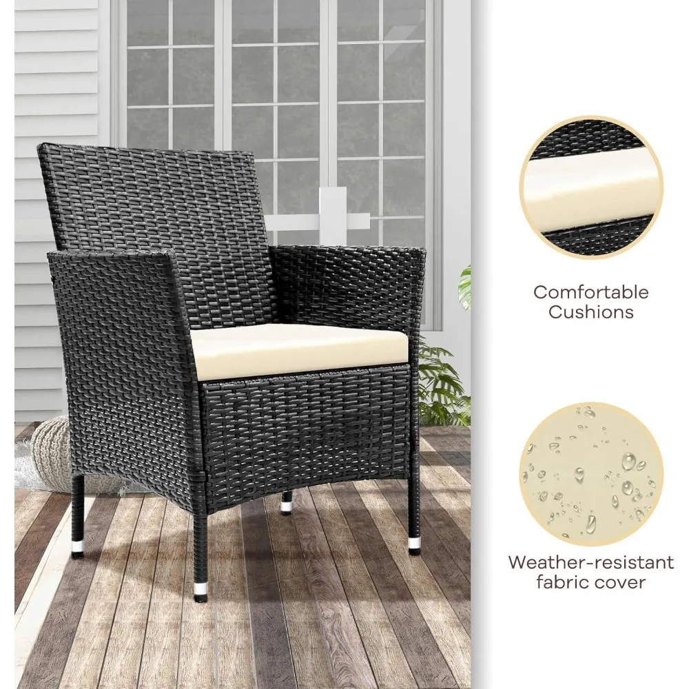 Outdoor Pátio Móveis Set, Cadeira Rattan, Vime Recepção Set, Equipado com Mesa de Vidro Temperado e Almofada, 4-Piece