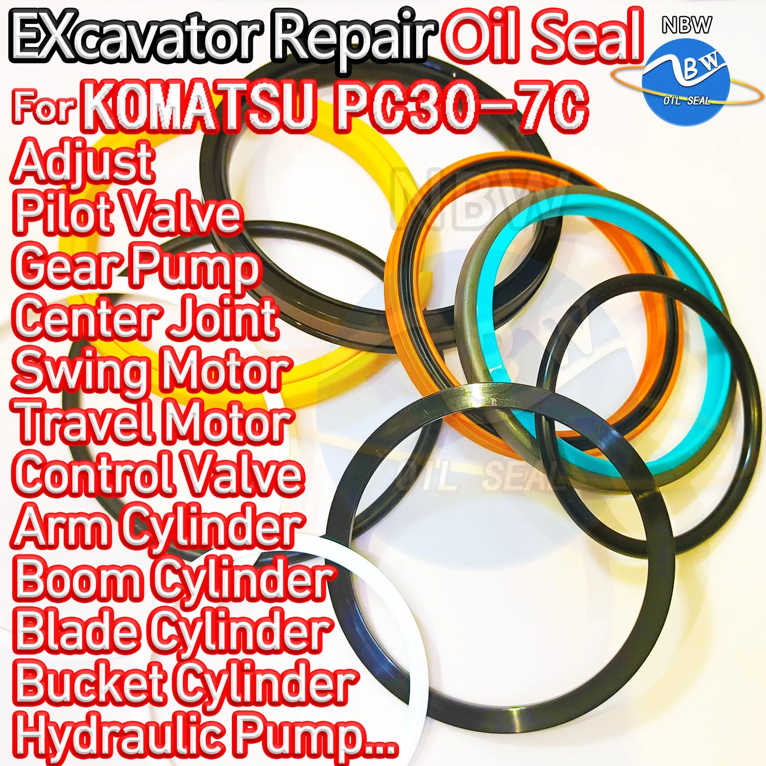 

For KOMATSU PC30-7C Excavator Oil Seal Kit High Quality Repair PC30 7C O-ring Cylinder BOOM ARM Bucket Hydraulic Pump Digger