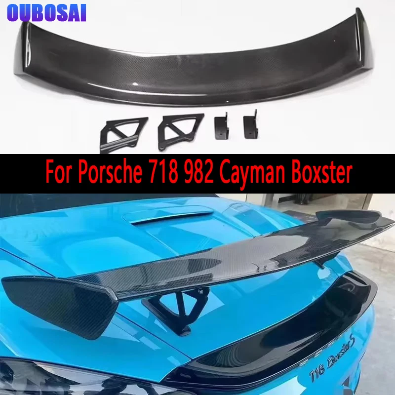 

For Porsche 718 982 Cayman Boxster Carbon Fiber Spoiler Tail fins Rear Trunk Spoiler Guide Wing Rear Wing body kit