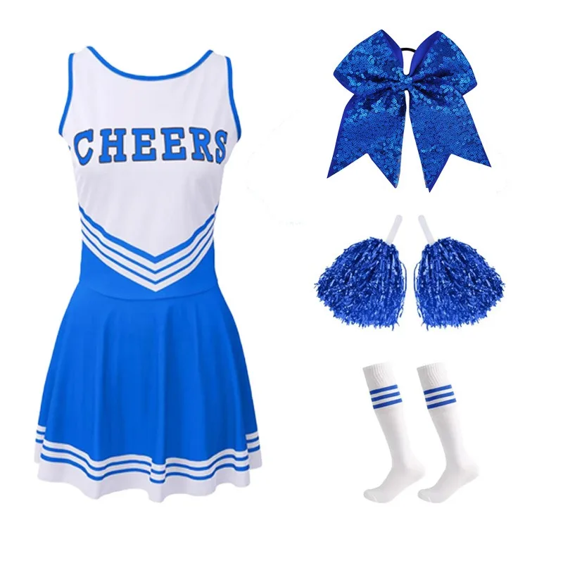 

Cheerleading Uniform, Student Stage Performance Costume, Four Piece Set with Bow Tie, Performance Costume