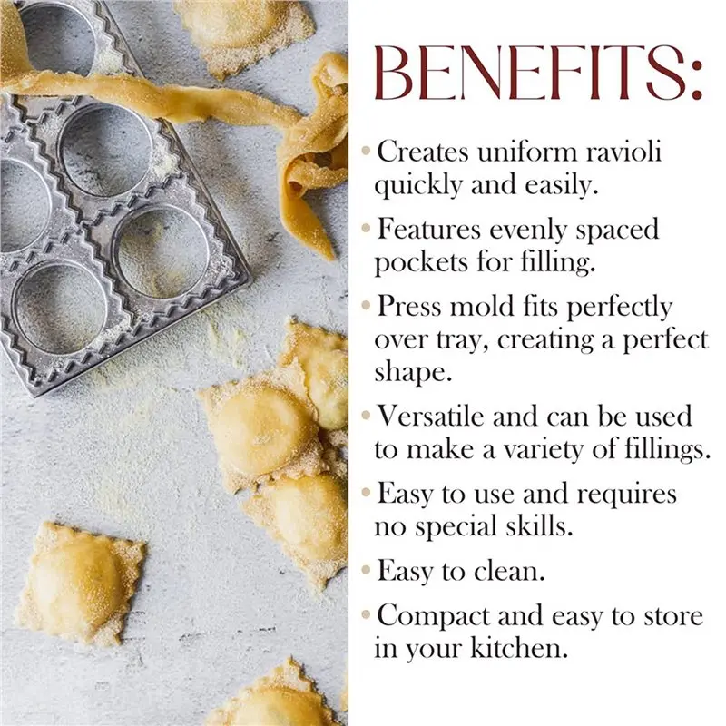 AB08-2X Ravioli Maker Press Mold Potsticker Meat Dumpling Maker , Ravioli Stamp Pasta Making Kit Pasta Making Tools